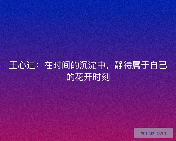 王心迪：在时间的沉淀中，静待属于自己的花开时刻